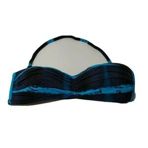 ANA A New Approach Bikini Swim Top Halter Bandeau Women Size 6 Blue Strapless
